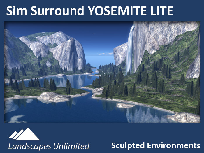 Sim Surround Landscape YOSEMITE LITE (Complete sim surround, off-sim waterfalls, mountains, cliffs, trees)