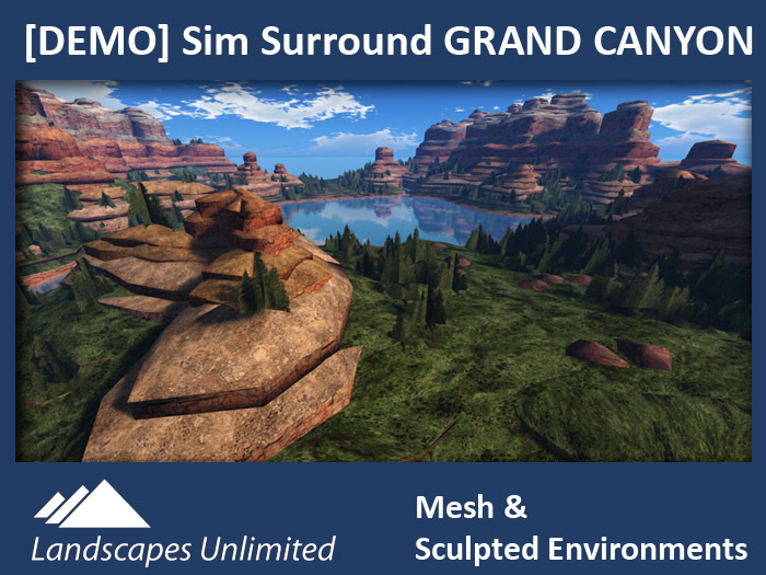 [DEMO] Sim Surround Landscape GRAND CANYON (Full sim surround, Off-sim cliffs, mountains, rocks, fir & pine trees)
