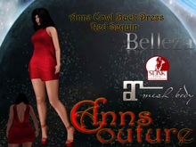 Anns - Cowl Back Open Red Sequin  Dress