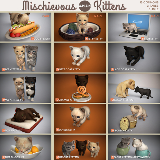 O.M.E.N - Mischievous Kittens - Knitty Kitty BOX RARE