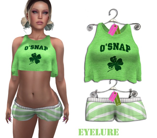Eyelure Loose Tank and MiniShorts O'Snap & Green Stripe