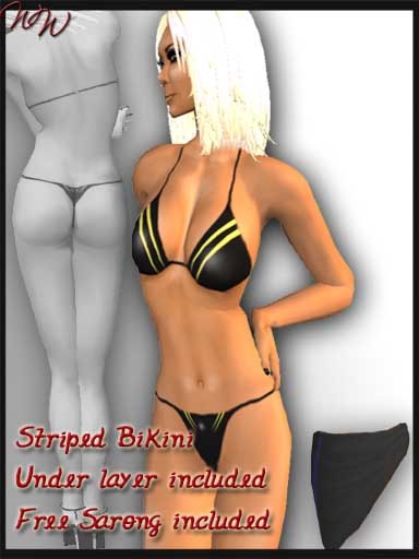 WW - Black Striped Bikini - Yellow