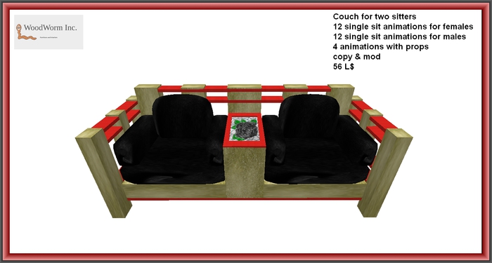 2er couch: black