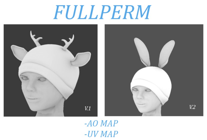 Beanie Rabbit & Deer FULLPERM