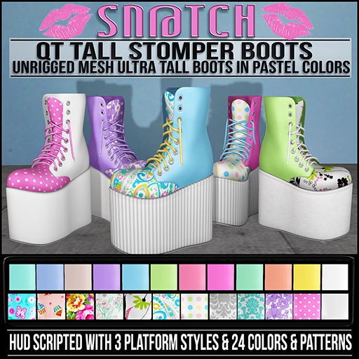 :::Sn@tch Mesh QT Stomper Boots (Pastels) :::