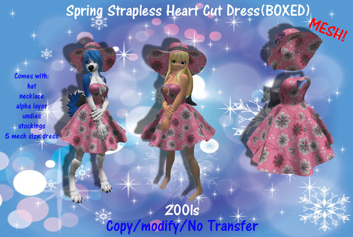 Spring Strapless Heart Cut Dress(BOXED)