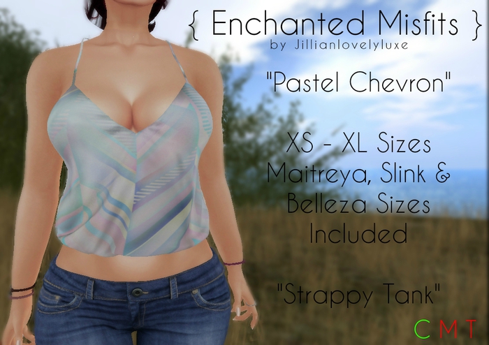 {EM} - XS - Strappy Tank - Pastel Chevron