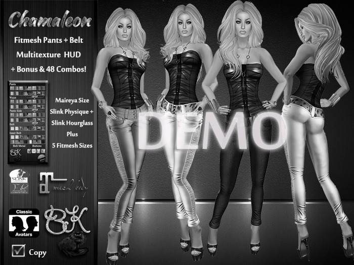 DEMO ~BK~ Chameleon Multitexture Fitmesh Pants