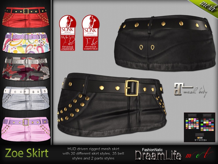 Zoe Mini Skirt Exclusive MESH - Maitreya Lara, Slink Physique Hourglass - HUD - DreamLife - FashionNatic