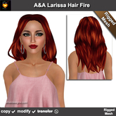 A&A Larissa Hair Fire (Special Color). Rigged mesh medium womens hairstyle. Functional DEMO