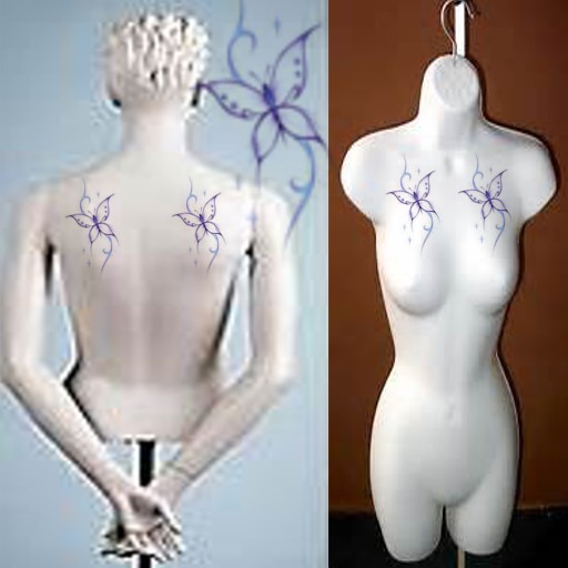 Purple Butterfly Tattoo's, (Upper Front and back)