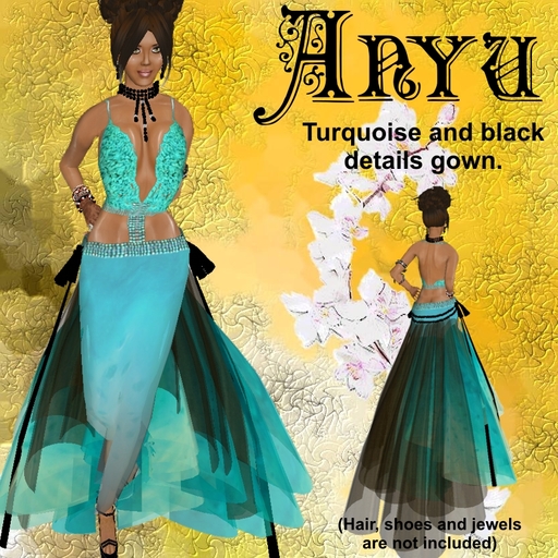 Anyu Turquoise stone gown