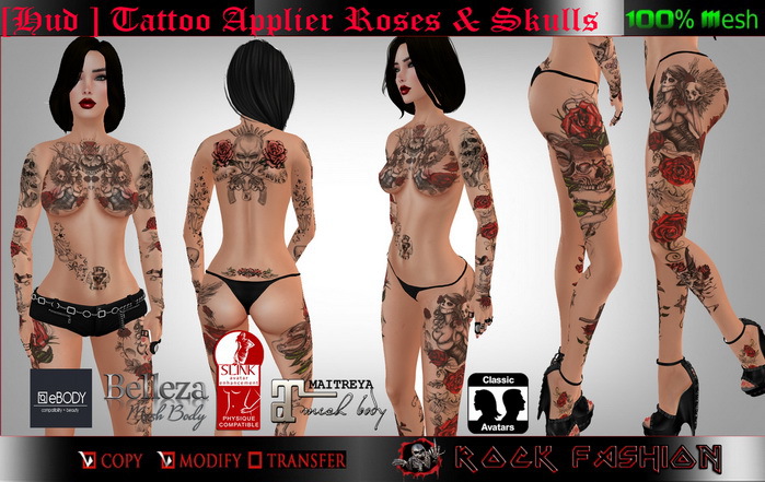 [Hud ] Tattoo Applier Roses & Skulls Full Body