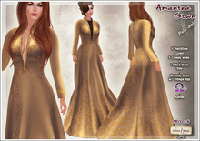 [V/W] Amantea Pale Gold Gown - Medieval fantasy lady dress, classic & fitted mesh