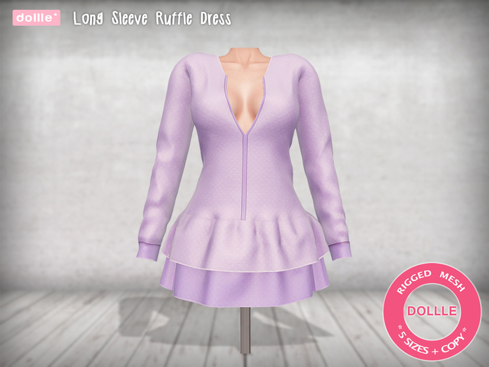 {dollle*} Long Sleeve Ruffle Dress - Purple