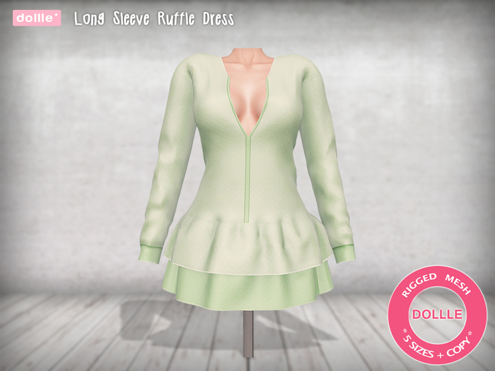 {dollle*} 119 Long Sleeve Ruffle Dress - Green