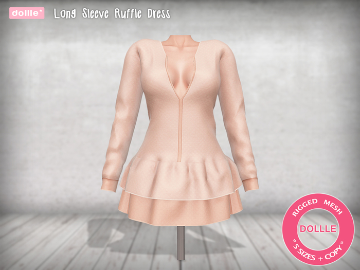 {dollle*} 119 Long Sleeve Ruffle Dress - Orange