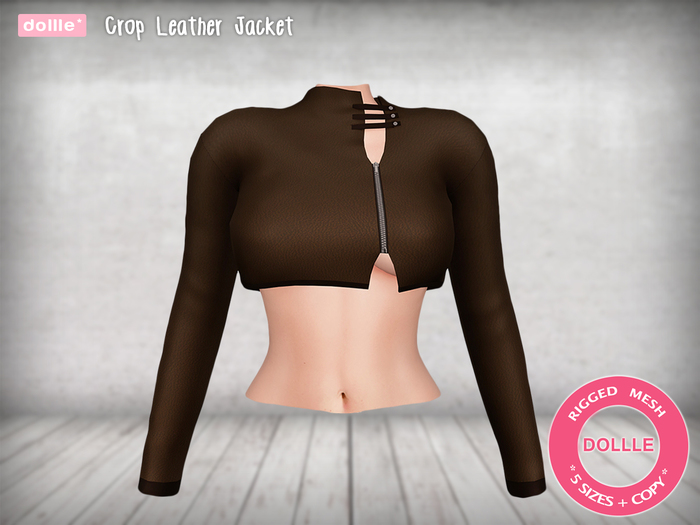 {dollle*} 120 Crop Leather Jacket - Brown