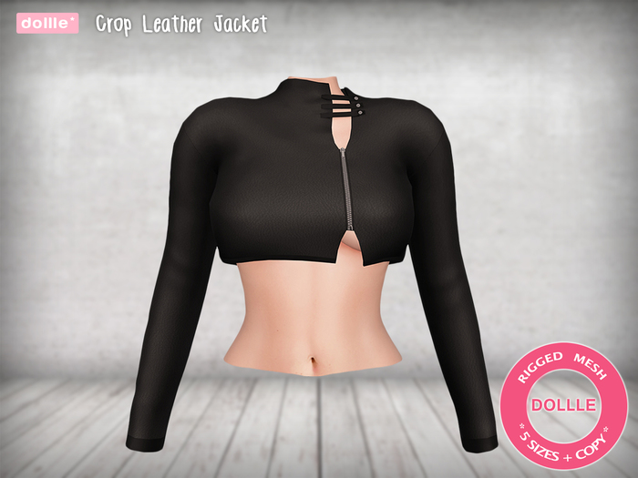 {dollle*} Crop Leather Jacket - Black