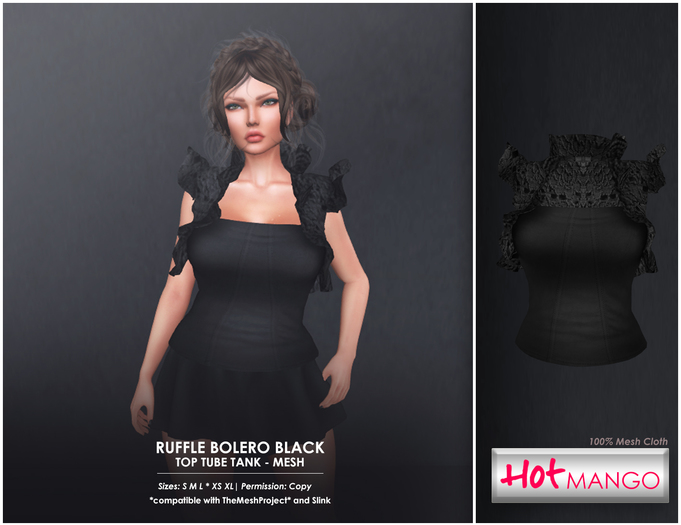 * Hot ManGo * Ruffle Bolero/tube tank Black