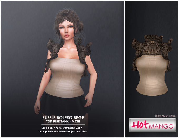 * Hot ManGo * Ruffle Bolero/tube tank Bege
