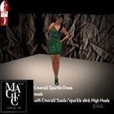 Mesh Emerald Dress with Slink Heels(Bag)
