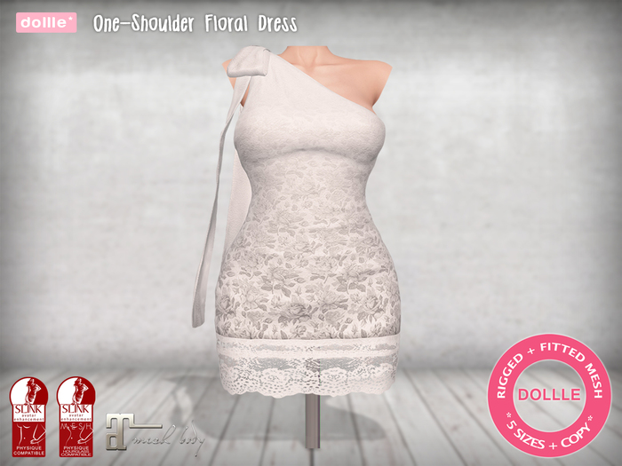 {dollle*} One-Shoulder Floral Dress - White