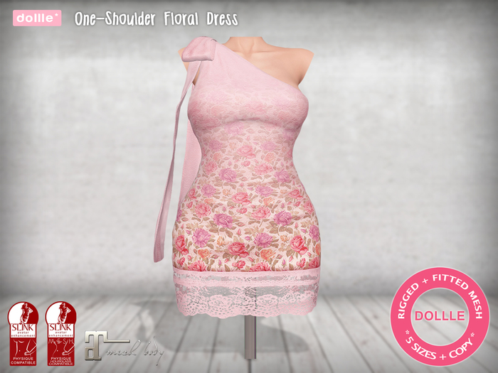 {dollle*} 105 One-Shoulder Floral Dress - White