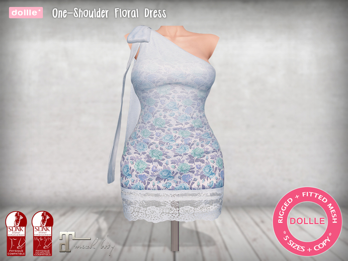 {dollle*} 105 One-Shoulder Floral Dress - White
