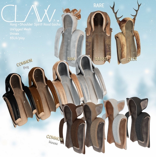 C L A Vv. Hang-Shoulder Spirit Hood MOUSE Light Brown