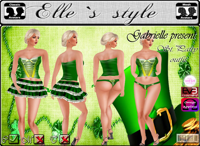 Elle`s style St Patty outfit mesh&clasic avatar