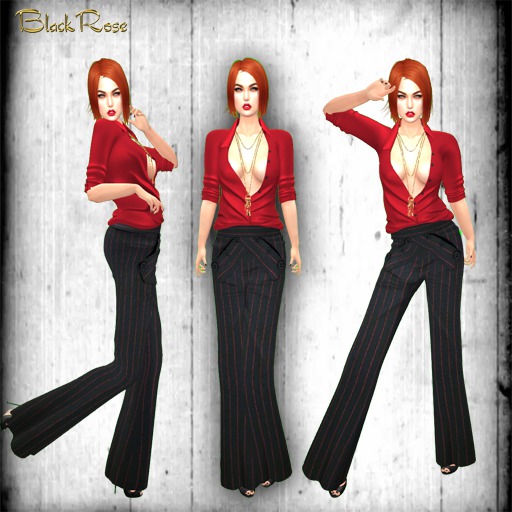 BlackRose Open Shirt Set Pinstripe Red
