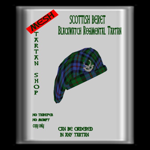 Second Life Marketplace Scottish Beret/ Blackwatch Regimental Tartan