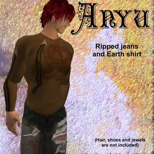 Anyu Ripped Jeans and Earth shirt