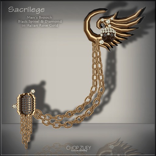 Sacrilege RsGld Men's Fibula by Chop Zuey Couture Jewellery