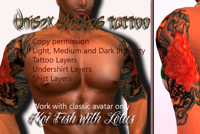 Koi Fish and Lotus Tattoo Set