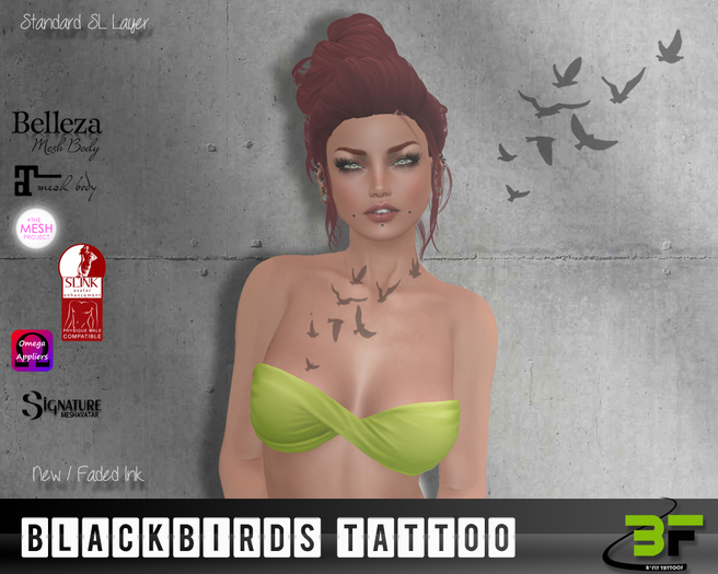 B*FLY Black Birds Tattoo