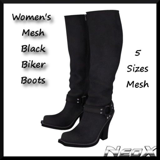 WOMEN'S MESH BLACK BIKER BOOTS