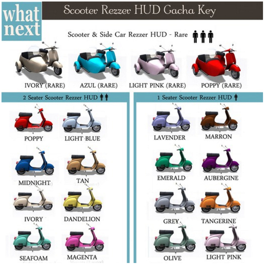 {what next} Lavender Scooter Rezzer HUD   (1 seater)