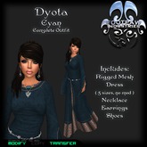 [FPI] Dyota Cyan ~ Complete Outfit with Rigged Mesh Medieval Dress, Shoes, Necklace & Earrings