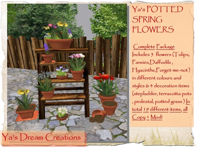 *Ya's* Potted Spring Flowers- VALUE PACK- Copy+Mod!
