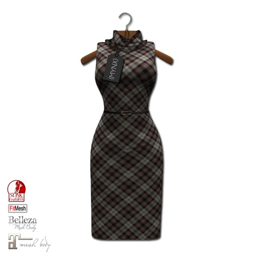 {MYNX} Cowl Neck Tank Dress - Brown Plaid