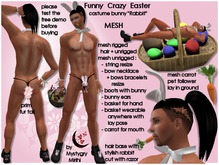 Funny crazy easter mesh costume unrigged bunny rabbit , thong unrigged , hair rigged , carrot blinking eyes