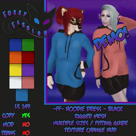 ~FF~ Hoodie Dress ~ Black DEMO