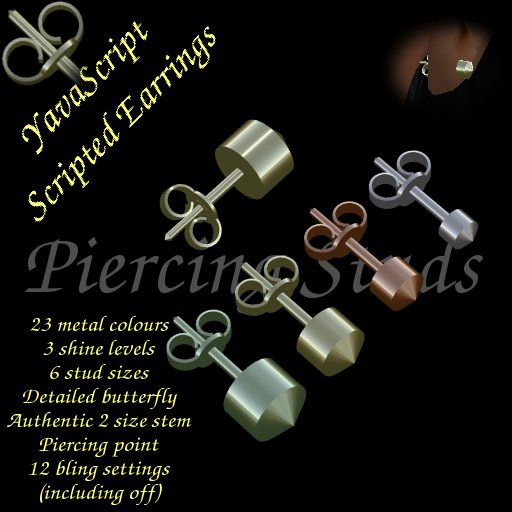 YavaScript multi-metal piercing stud earrings