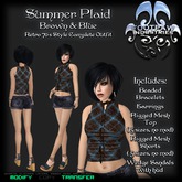 [FPI] Summer Plaid Brown & Blue - Complete Shorts Outfit with Jewelry & Shoes