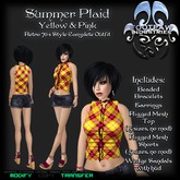 [FPI] Summer Plaid Yellow & Pink - Complete Shorts Outfit with Jewelry & Shoes