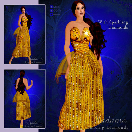 Madame Haute Couture - Dancing Diamonds, gown, long formal dress, gold