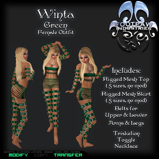 [FPI] Winta Green - Belted Outfit with Triskelion Necklace