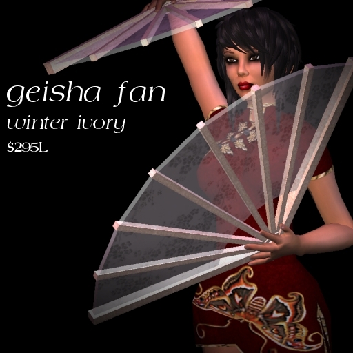 Ilse's Geisha Fan - Winter Ivory